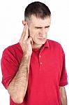 Man Have Pain In Ear Stock Photo