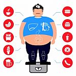 Man Health Info Graphic. Fat And Health Man Stock Photo