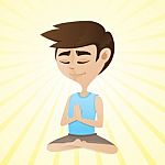 Man Meditating In Sitting Cross Legged Position Stock Photo