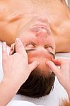 Man The Spa Center Having Head Massage Stock Photo