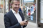 Man Typing Text Message Stock Photo