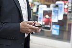 Man Typing Text Message Stock Photo