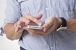 Man Using Smart Phone Stock Photo