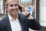 Man Using Smart Phone Stock Photo