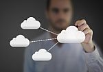 Man with Cloud computing concept Stock Photo
