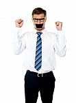 Man With Duct Tape On His Mouth Stock Photo