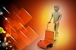 Man With Trolley For Delivery Stock Photo