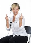 Manager Woman Doing Midle Finger Stock Photo