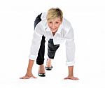 Manager Woman In A Start Position Stock Photo