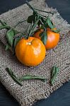 Mandarin Orange With Scent On Hemp Stock Photo