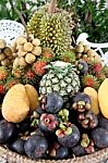 Many Of Fruits In The Basket Stock Photo