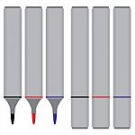 Marker, Black, Red, Blue With Cover Isolated On White Background Stock Photo