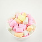 Marshmallow In Bowl On White Background Stock Photo