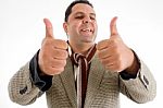 Mature Man Showing Thumbs Up Stock Photo