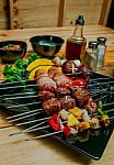 Meat On Barbecue Stock Photo