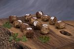 Meatballs On Wooden Cutting Board Stock Photo