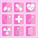 Medical Icon Set Pink Stock Photo