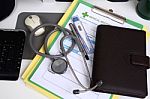 Medical Record And Medical Equipment Stock Photo