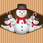 Merry Christmas Card With Snow Man Stock Photo
