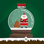 Merry Christmas Santa Claus In Snow Globe Stock Photo