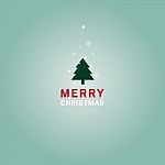 Merry Christmas Tree And Text Flat Stock Photo