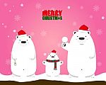 Merry Christmas White Polar Bear Family Stock Photo