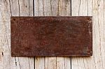 Metal Have Rust Decorative Plate On Wood Stock Photo