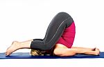 Middle Age Woman Doing Yoga Exercises Stock Photo