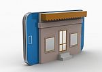 Miniature Of Home In Smart Phone Stock Photo