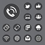 Mobile Devices And Network  Icons Set Stock Photo