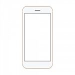  Mockup Phone Front View On White Background, New Phone Design Gold Color Stock Photo