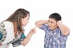 Mother Scolding Her Son Stock Photo