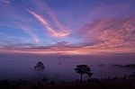 Mountain Valley During Sunrise At Thung Salaeng Luang Stock Photo