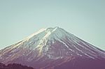 Mt Fuji Closeup Retro Style Stock Photo