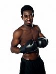 Muscular African Boxer Stock Photo