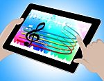 Music Tablet Online Indicates Soundtracks 3d Illustration Stock Photo