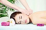Neck Massage In Salon Stock Photo