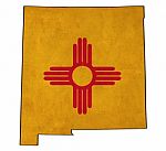 New Mexico Map On  Flag Drawing ,grunge And Retro Flag Series Stock Photo
