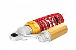 New Red Motorcycle Suspension Stock Photo