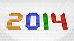 New Year 2014 - Colorful Bricks On White Baseplate Stock Photo