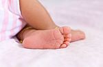 Newborn Baby Feet On White Background Stock Photo