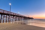 Newport Beach Pier After Sunset Stock Photo