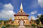 Nice Thai Buddhist Temple With Blue Sky Stock Photo