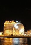 Night Scene Of Chemical Industrial Stock Photo