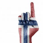 Norway Flag On Hand Stock Photo
