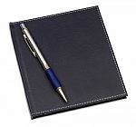 Note Book With Ballpoint Pen Stock Photo