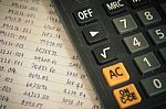 Numbers And Financial Calculator Stock Photo