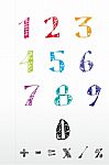 Numbers And Signs On White Stock Photo