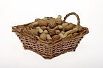 Nuts In Basket Stock Photo