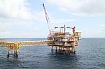Offshore Construction Platform For Production Oil And Gas Oil And Gas Industry Stock Photo